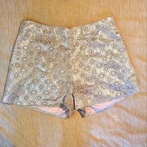 Chelsea & Violet Shimmery Silver Metallic Shorts with Printed Pattern Size XS/S